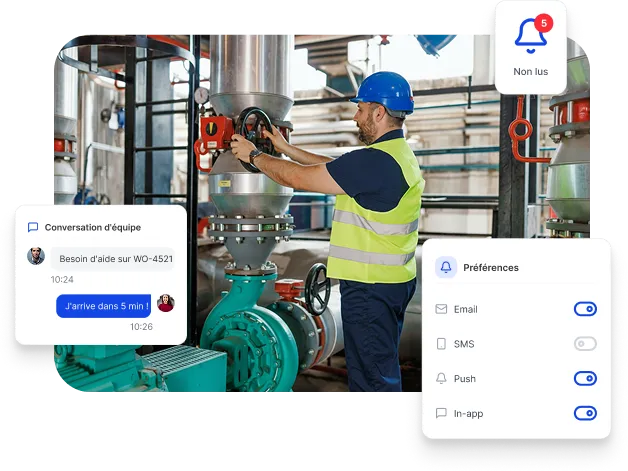 Messagerie et chat d'équipe intégrés dans la GMAO Leaneo pour la coordination terrain