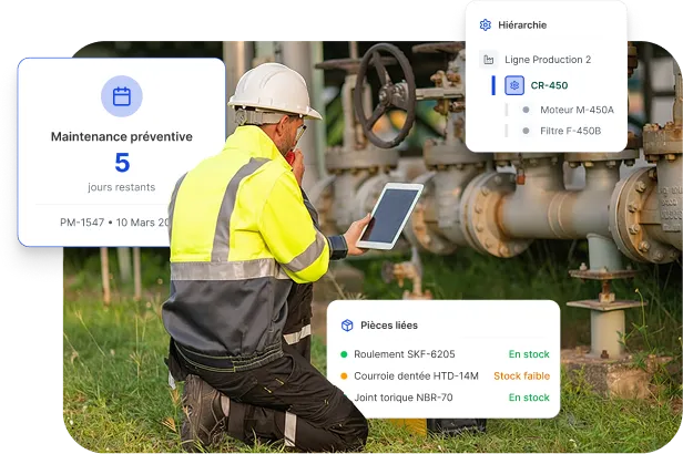 Technicien effectuant une opération de maintenance préventive sur équipement industriel